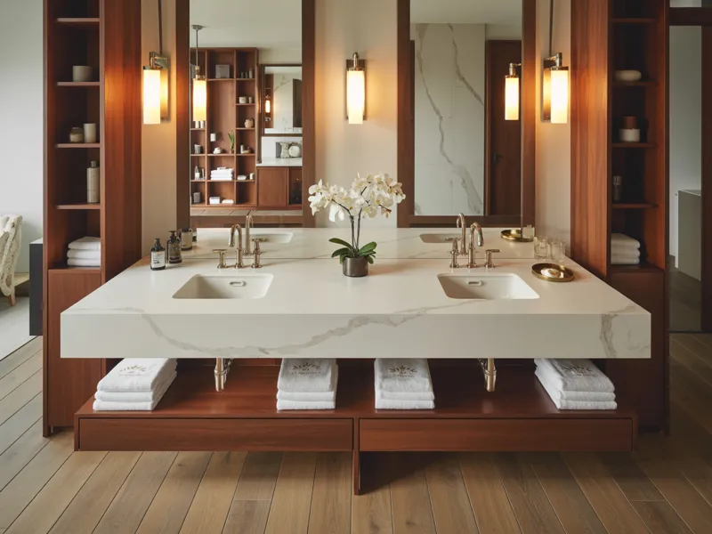 Luxury double vanity with quartz countertop