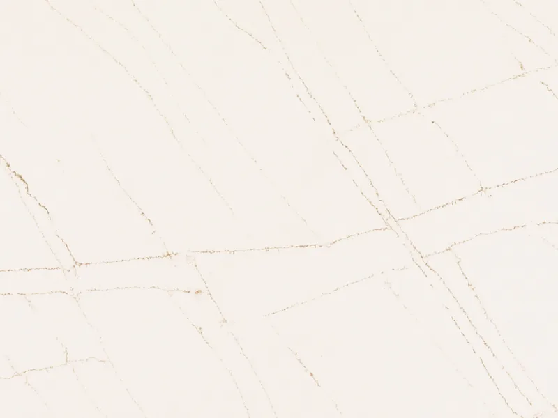 Caesarstone Aterra Verity quartz swatch: crisp white background with thin bronze and copper lines
