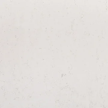 Compac Carrara quartz swatch: cool white background with faint, feathery gray veining