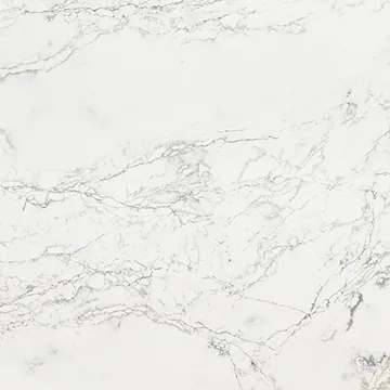 Compac Ice Max Pure quartz swatch: clean white background with thin layered gray veins