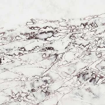 Compac Ice Max Viola quartz swatch: milky white background with dense horizontal violet and plum veining
