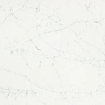 Compac Unique Venatino quartz swatch: white background with a fine, evenly spread lattice of gray veins