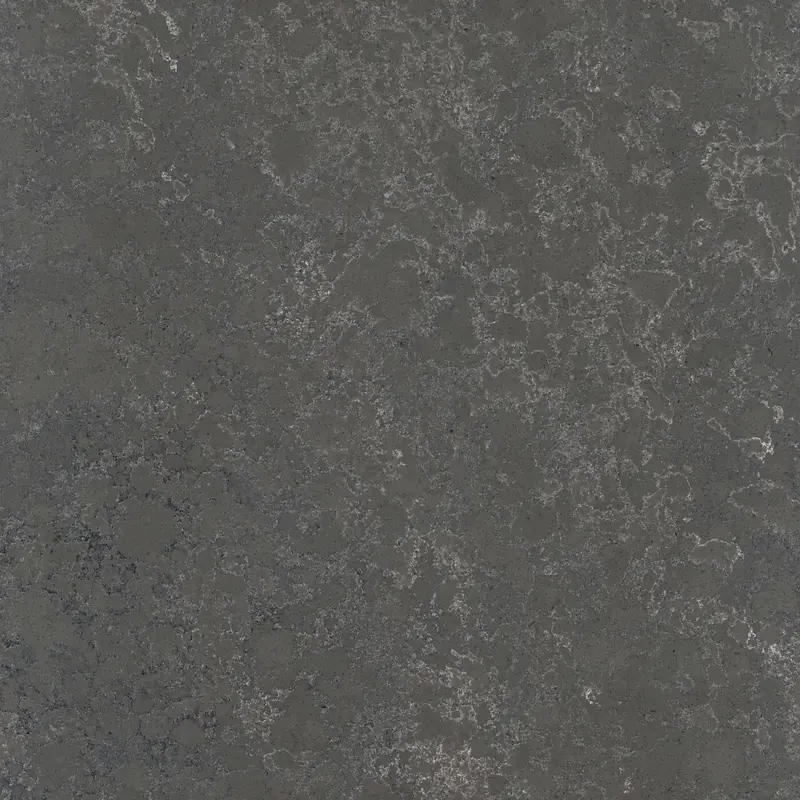 Corian Quartz Carbon Cement quartz swatch: gray concrete-look surface with subtle veining