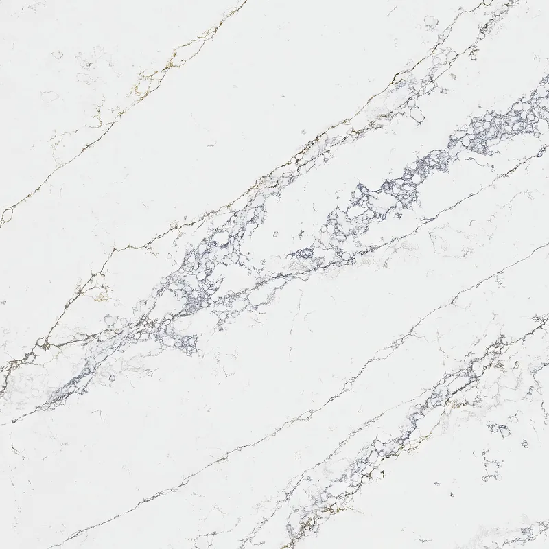 Corian Quartz Estate Quartzite quartz swatch: white quartzite-look surface with bold veining