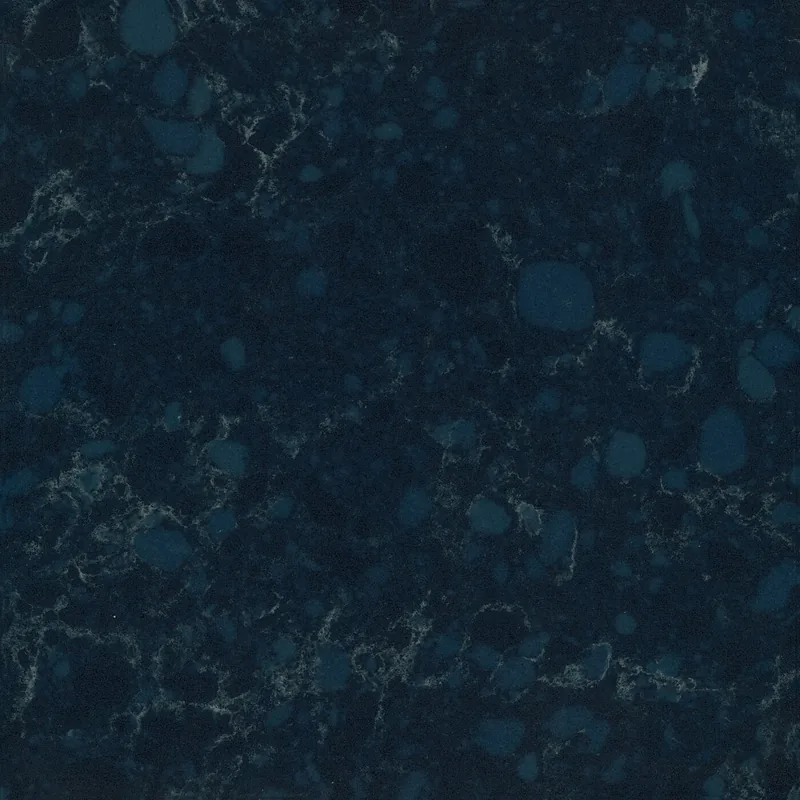 Corian Quartz Indigo Swirl quartz swatch: blue granite-look surface with subtle veining