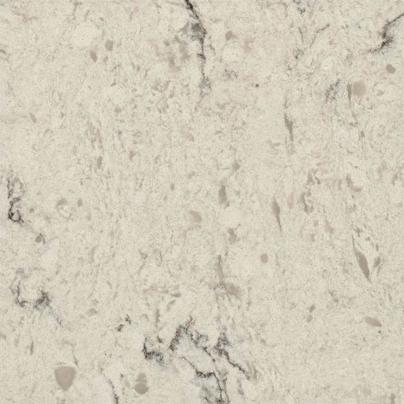 Corian Quartz Pearl Stone quartz swatch: beige marble-look surface with moderate veining
