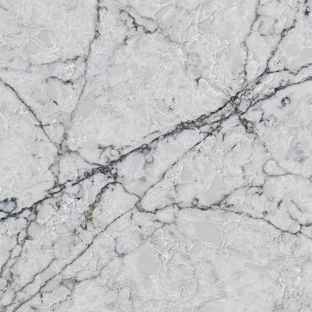 Corian Quartz Smoked Quartzite quartz swatch: gray quartzite-look surface with bold veining