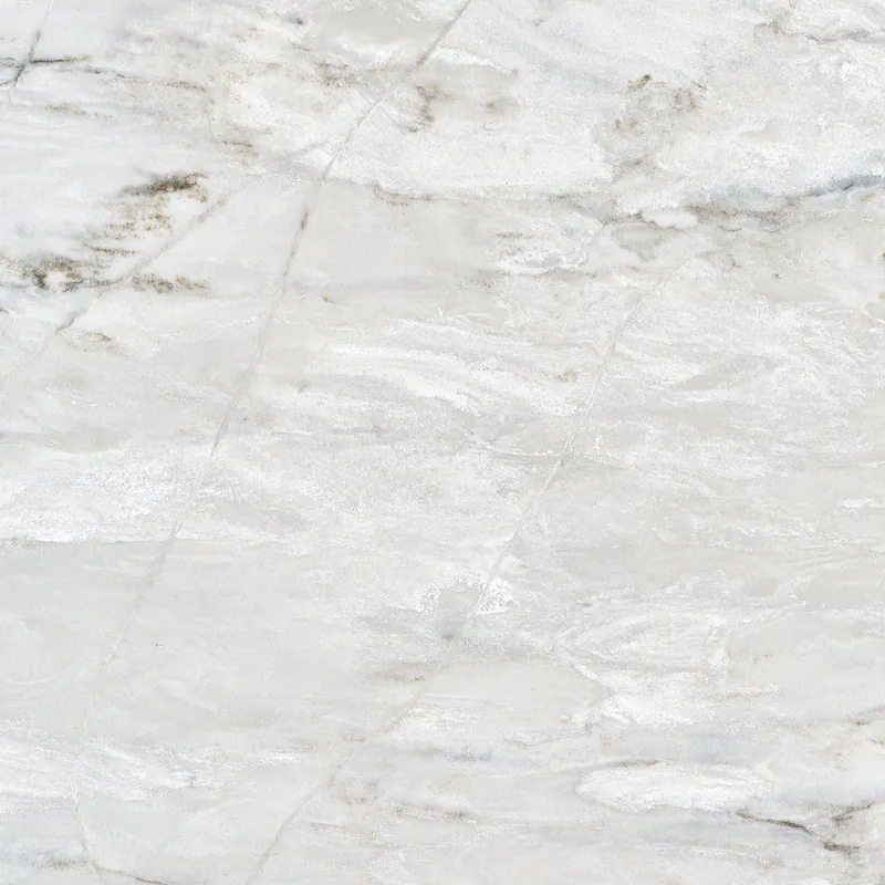 HanStone Quartz Le Blanc swatch: white background with grey and beige quartzite-style veins