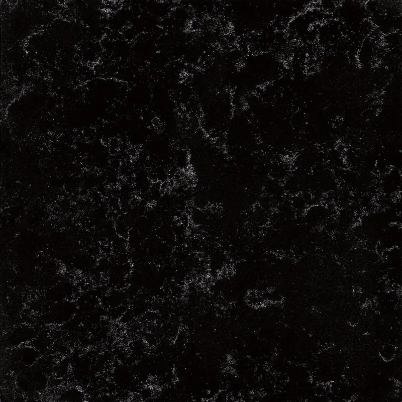 HanStone Quartz Silhouette swatch: sable-black background with clean white marbling