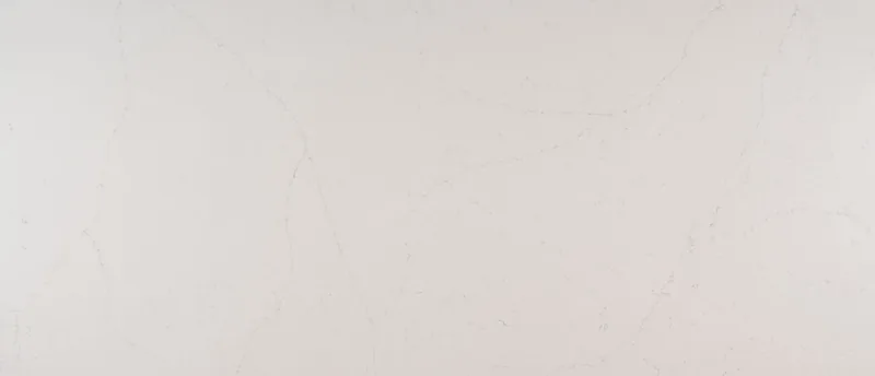 MSI Q Quartz Alabaster White quartz slab: cool white background with long, thin gray veins