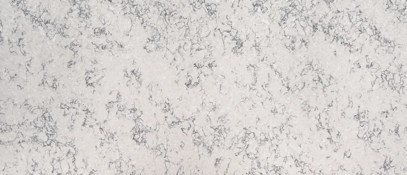 MSI Q Quartz Blanca Arabescato quartz slab: pale gray-white background with long dark charcoal veins