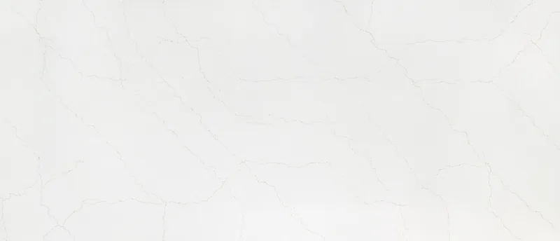 MSI Q Quartz Calacatta Adonia quartz slab: bright white background with fine crackled gold and gray veins