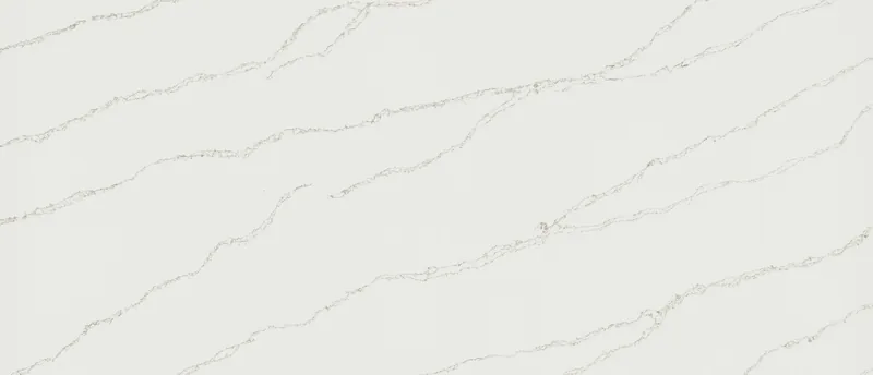 MSI Q Quartz Calacatta Arno quartz slab: warm white background with thin gray veins accented in gold