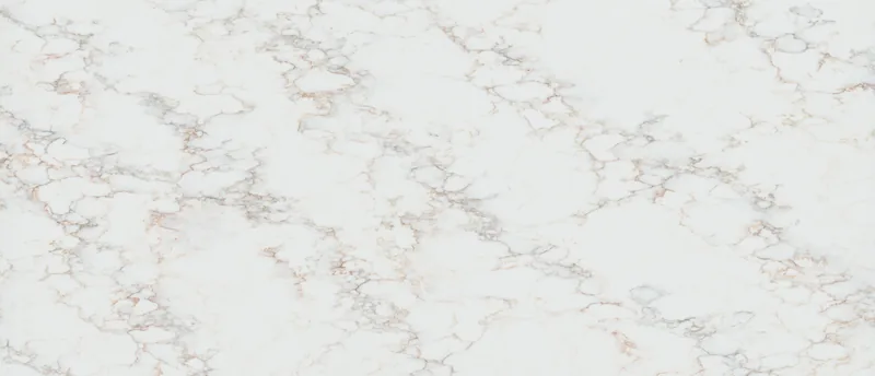 MSI Q Quartz Calacatta Cinela quartz slab: translucent white base with intricate cinnamon cracked veins