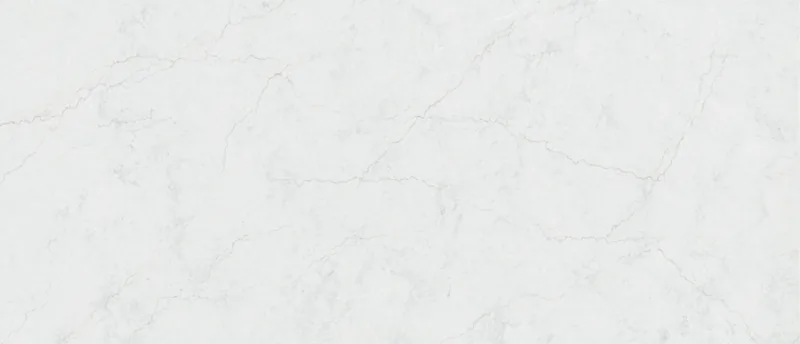 MSI Q Quartz Calacatta Miraggio Lusso quartz slab: luminous white background with layered pewter and gray veins