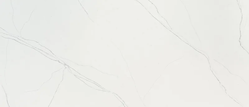 MSI Q Quartz Calacatta Trevi quartz slab: bright white background with delicate gray veining