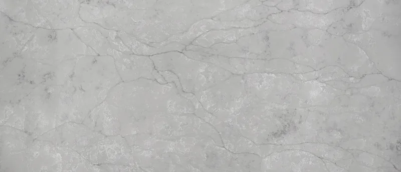 MSI Q Quartz Calacatta Versailles quartz slab: cool gray and white clouded background with darker gray veins