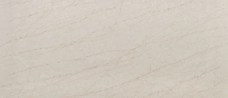 MSI Q Quartz Lumataj quartz slab: off-white cream background with slender gold and light brown veins