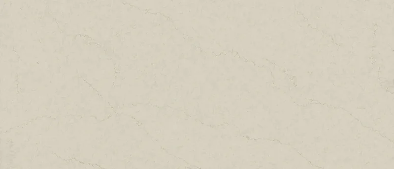 MSI Q Quartz MarfiTaj quartz slab: soft ivory background with long wispy gold and blonde veins