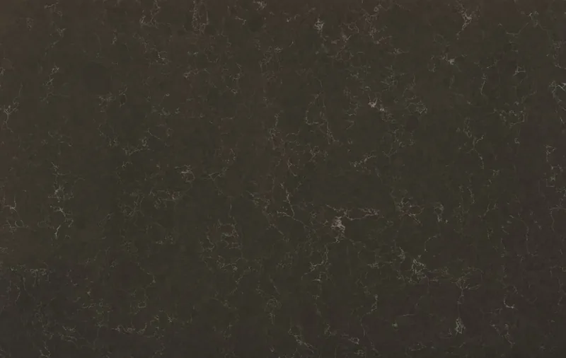Silestone Calypso countertop swatch: very dark brown background with fine lighter veins