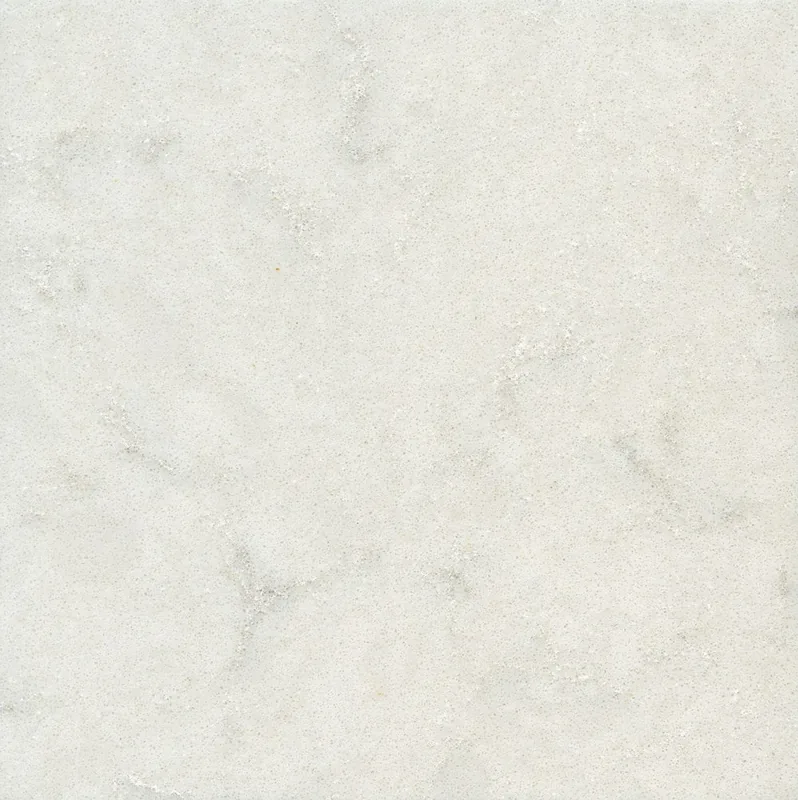 Silestone Lagoon countertop swatch: cool white background with soft gray cloudy veins