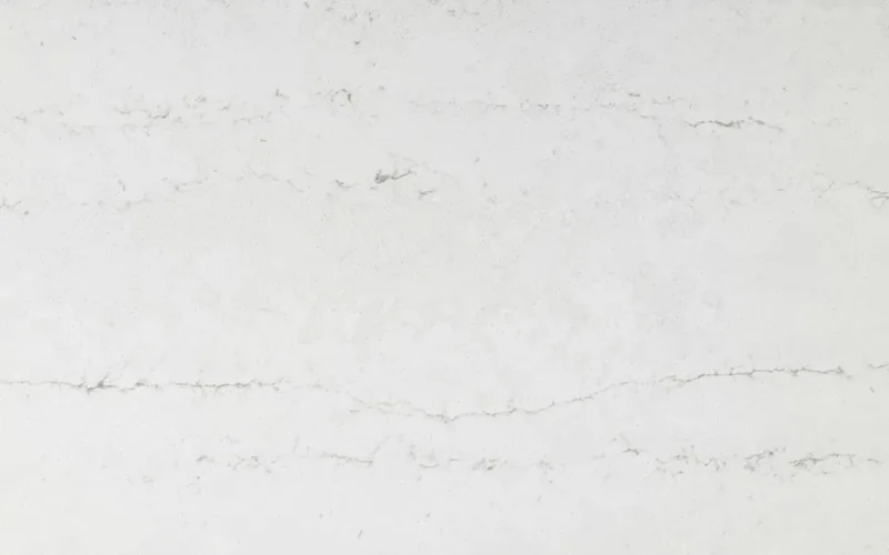 Silestone Raw A countertop swatch: white background with soft horizontal dark veins