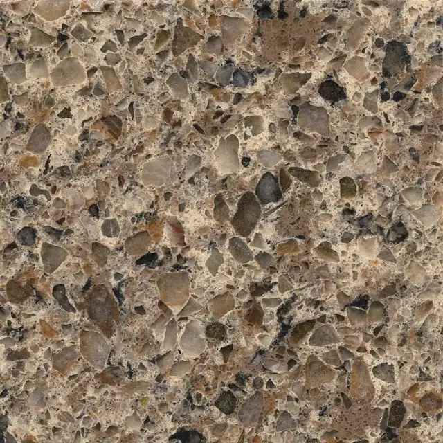 Silestone Sienna Ridge 12 countertop swatch: cream base with brown, gray and black grains of varying size
