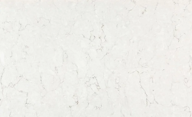 Silestone Snowy Ibiza countertop swatch: white background with subtle light gray veins