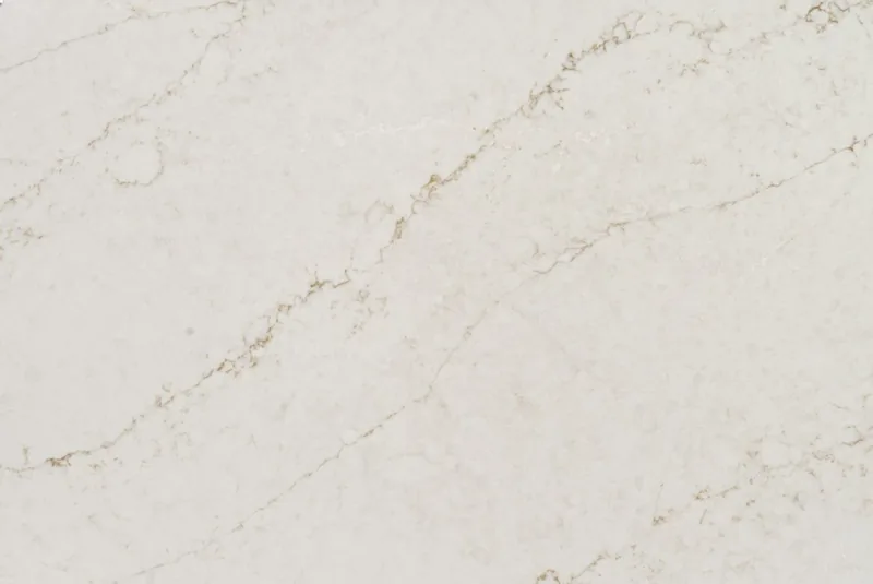 Silestone Taj Ivory countertop swatch: soft ivory background with golden veins