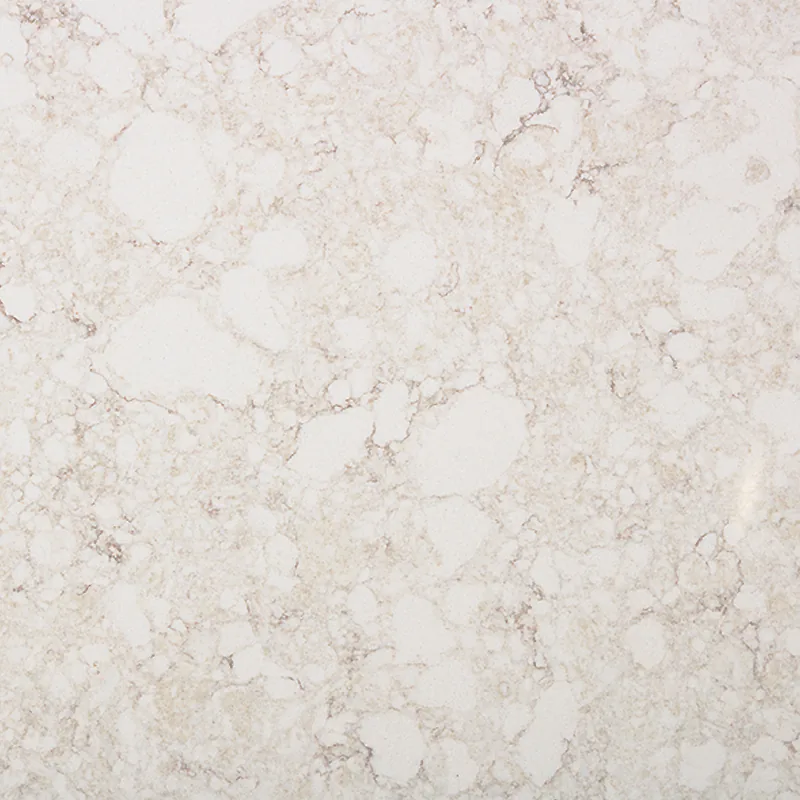 Viatera Anthem quartz swatch: cream background with stony texture and brown veins