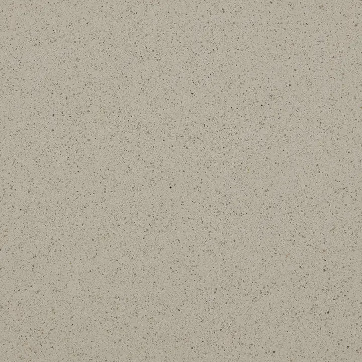 Viatera Antique Taupe quartz swatch: earthy greige surface with cream and taupe chips