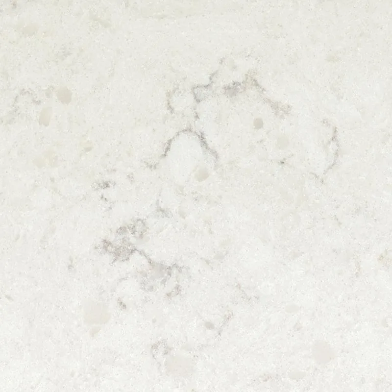 Viatera Cirrus quartz swatch: white background with soft grey cloudy wisps