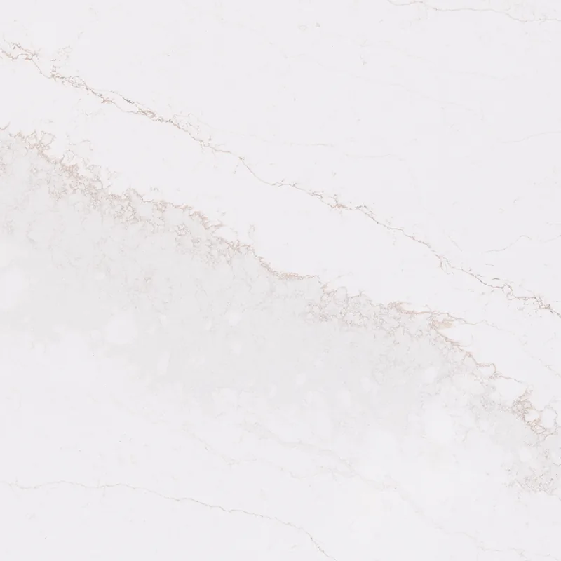 Viatera Cloud Ridge quartz swatch: warm off-white background with intricate brown veining
