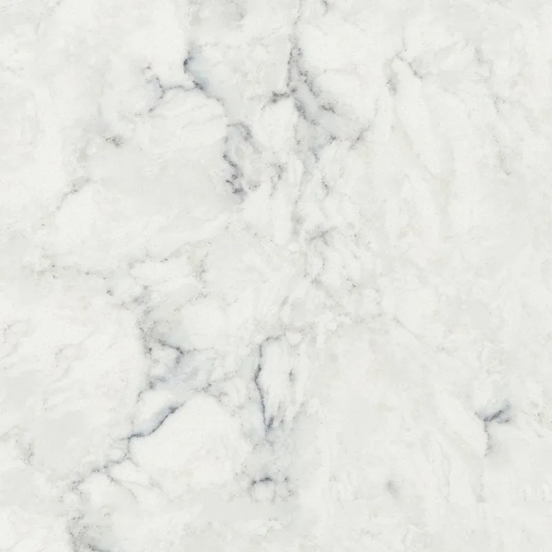 Viatera Rococo quartz swatch: pale eggshell background with delicate grey marbling