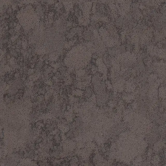 Viatera Thunder Storm quartz swatch: dark brown-grey background with shadowy cloudy patterns