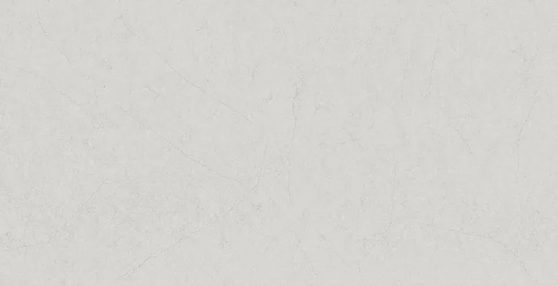 Wilsonart Hekla Slope quartz swatch: gray marble-look surface with moderate veining