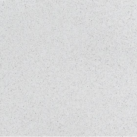 Wilsonart Lyra quartz swatch: white terrazzo-style surface with no veining