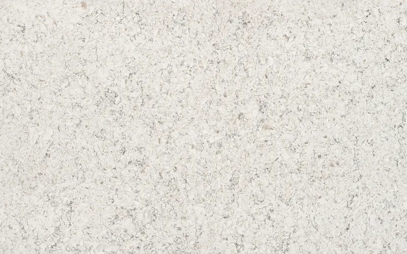 Wilsonart Santiago quartz swatch: cream marble-look surface with moderate veining