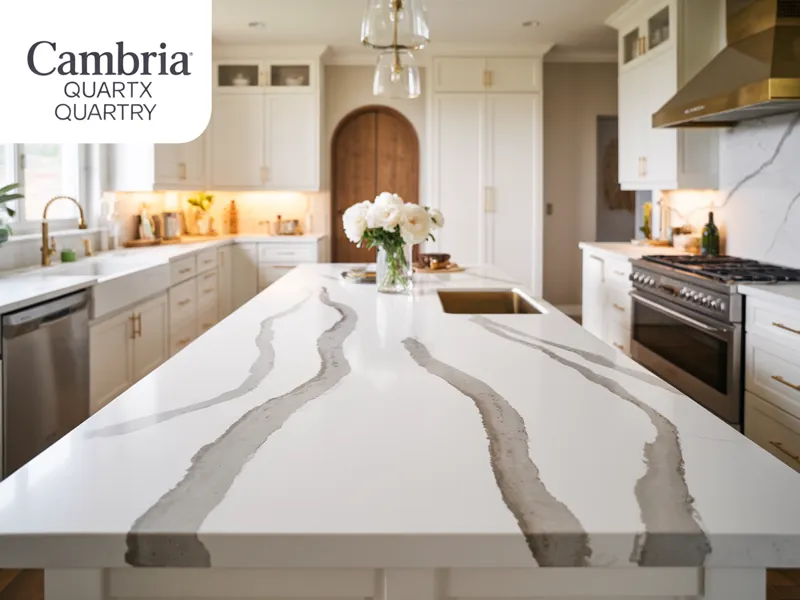Cambria Brittanicca quartz countertop in modern kitchen