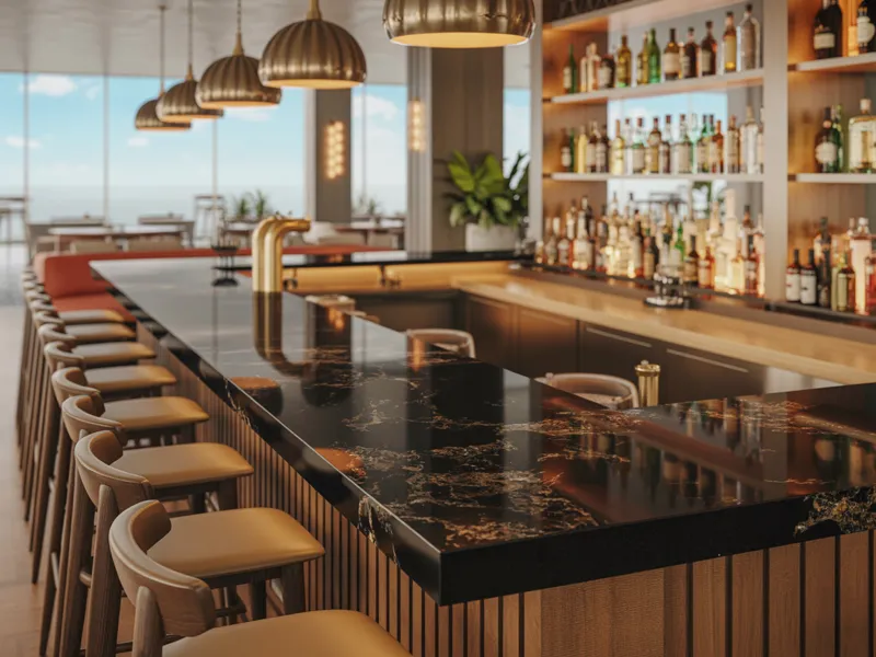 Restaurant bar with premium quartz countertop