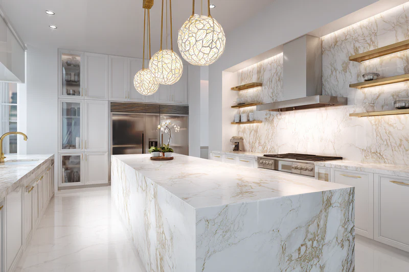 Luxury calacatta gold kitchen countertop