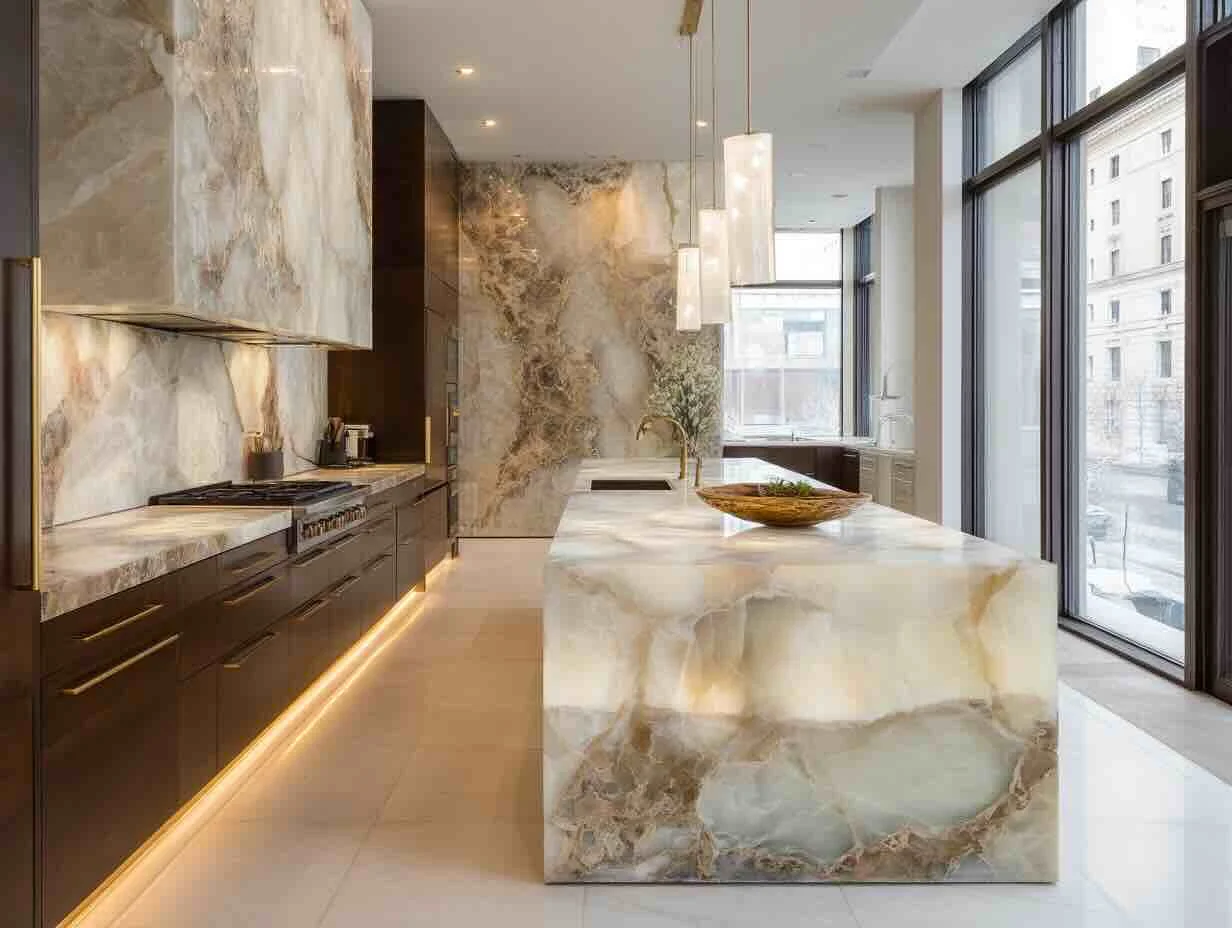 Stunning backlit semi-precious stone countertops in South Florida